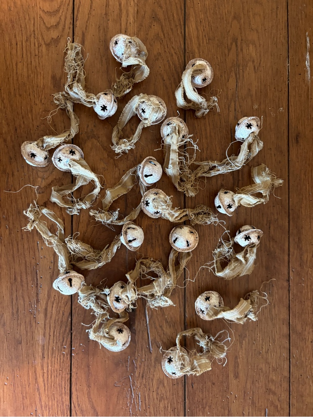 Rustic Beige Jingle Bell Ornaments - Holiday Décor